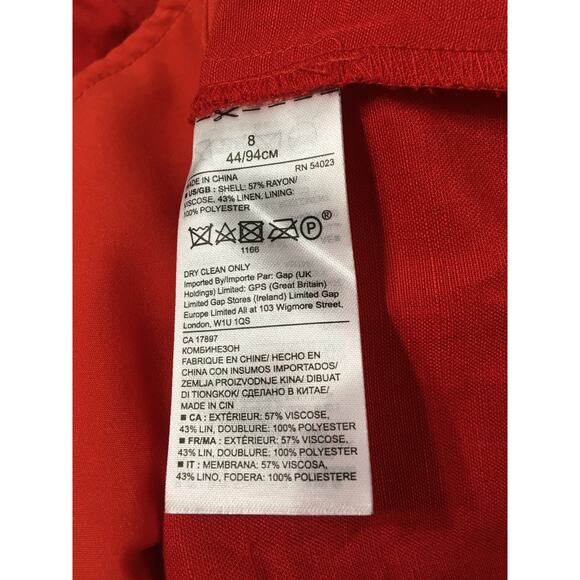 NWT Banana Republic Red Romper 8, Banded Waist Cuffed Hem Short Sleeves Pockets - Picture 5 of 6